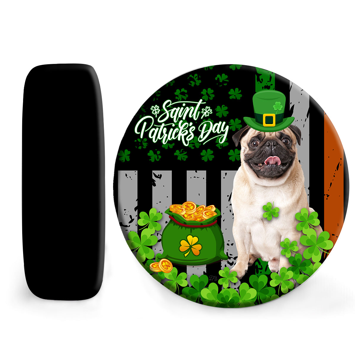 Petthouse | Saint Patrick's Day Spare Tire Cover Pug Dog In Hat Tire Wrap Clover For Irish Christian