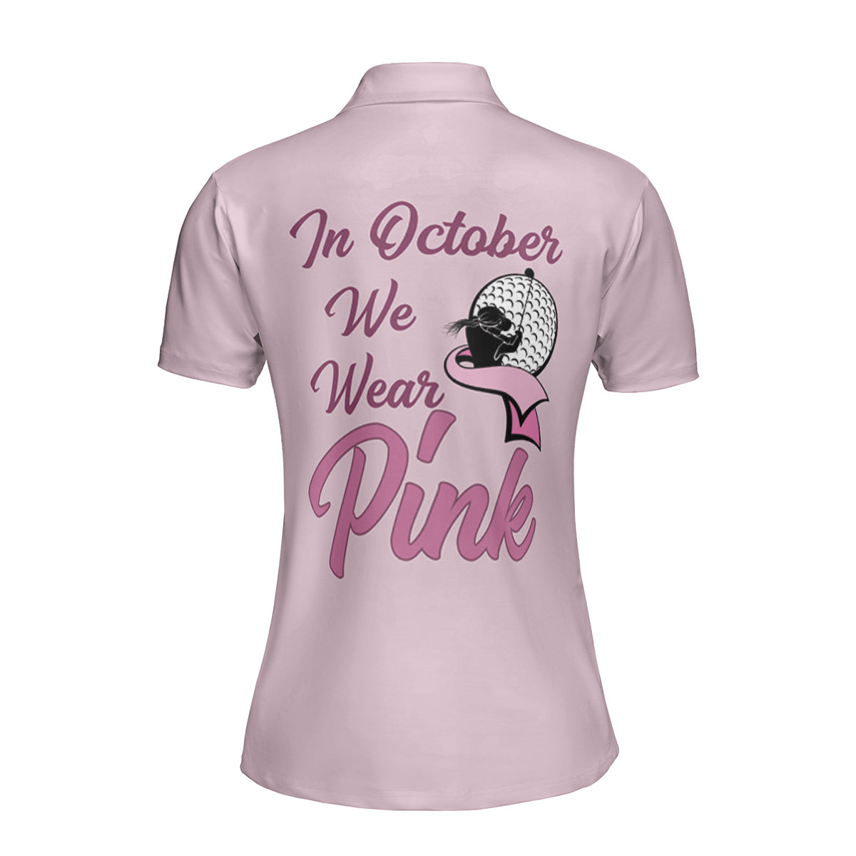 Petthouse | Golf Girl Pink Ribbon Breast Cancer Awareness Polo Shirt In October We Wear Pink