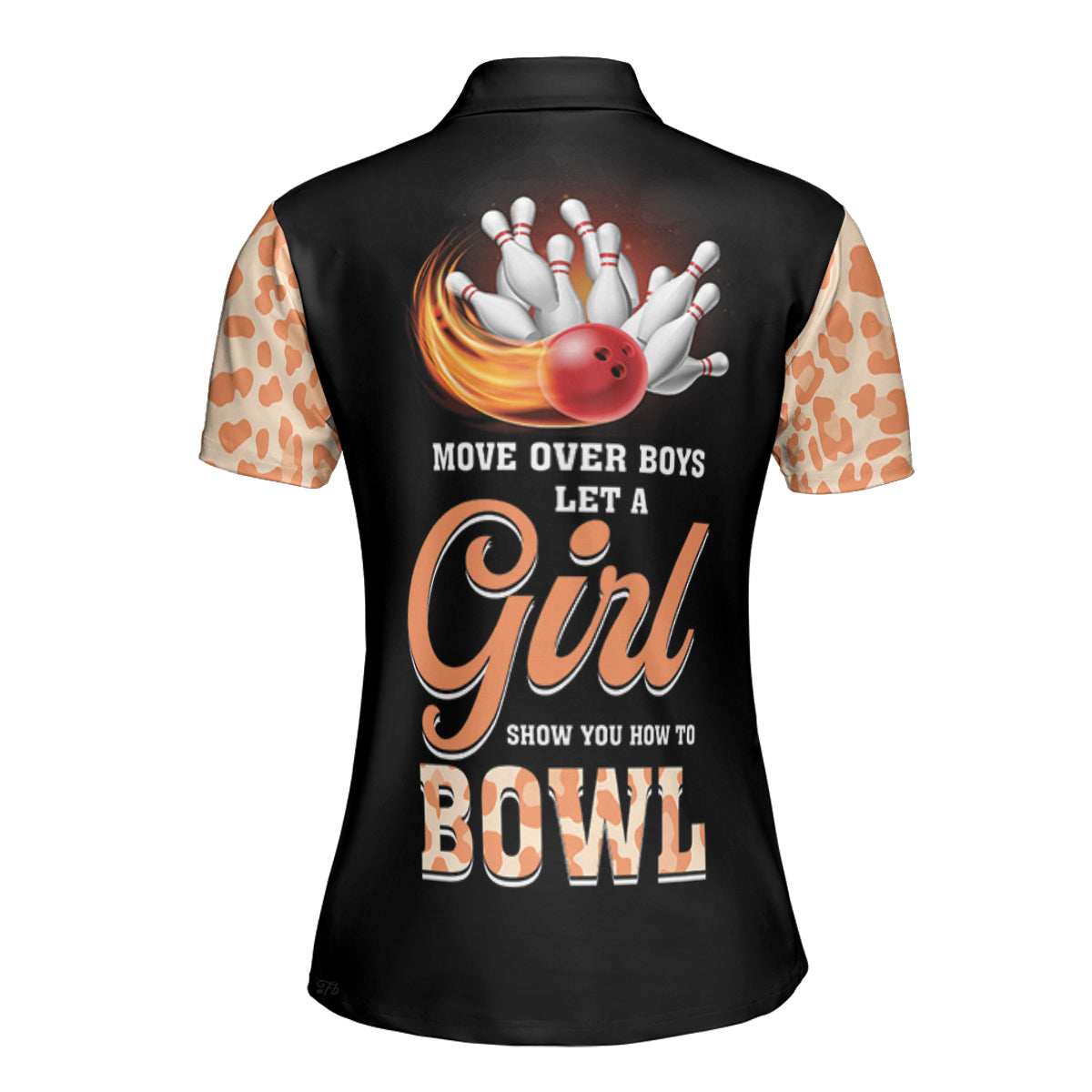 Petthouse | Move Over Boys Let A Girl Polo Shirt How To Bowl Polo Shirt Orange Leopard Pattern Printed