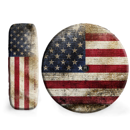 Petthouse | Custom Dog Spare Tire Cover Wheel Cover Dog American Flag Vintage Waterproof Tires Covers