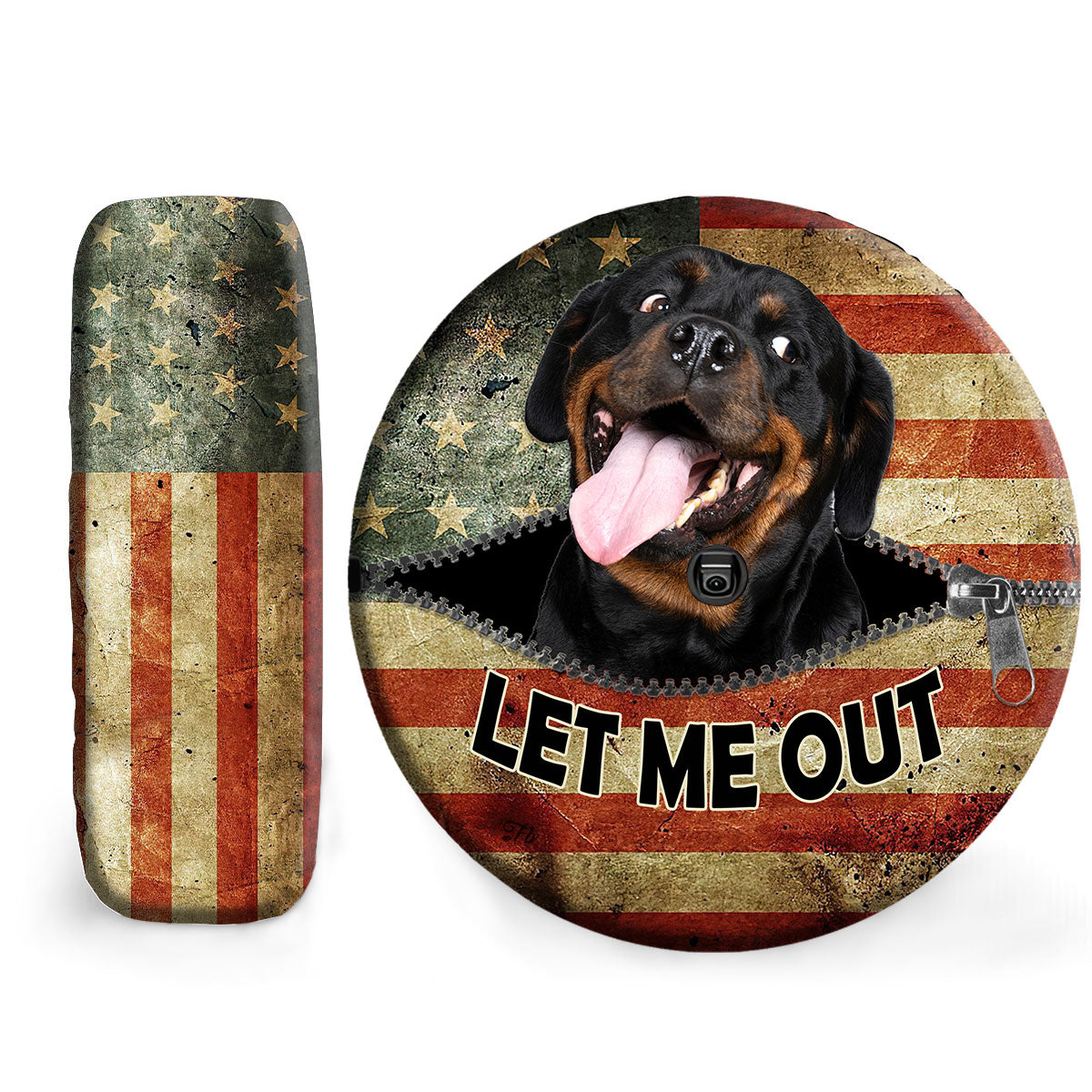 Petthouse | Rottweiler Custom Spare Tire Cover American Flag Add Your Personalized Photo Wheel Cover Dog Dad