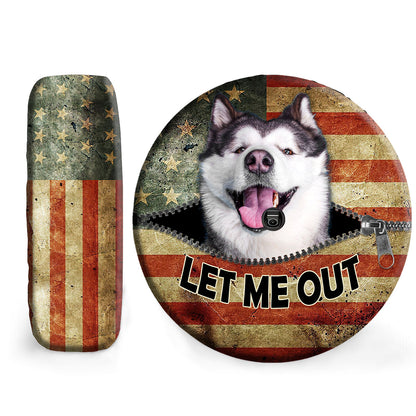 Petthouse | Alaskan Malamute Peeking Out Zipper Tire Protector Customizable Dog's Photo Canvas Tire