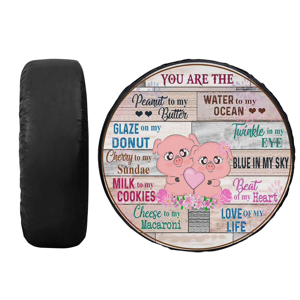 Petthouse | Customized Spare Tire Cover Cute Couple Pig Tire Cover You Are The Peanut To My Butter