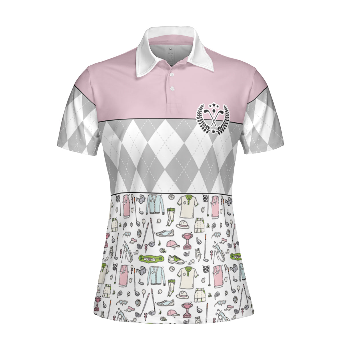 Petthouse | Golf Icon Pattern Polo Shirt Golf Pattern Polo Shirt Woman Golfer Polo Shirt Golfer Simple Outfit