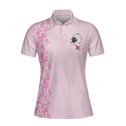 Petthouse | Golf Girl Pink Ribbon Breast Cancer Awareness Polo Shirt In October We Wear Pink