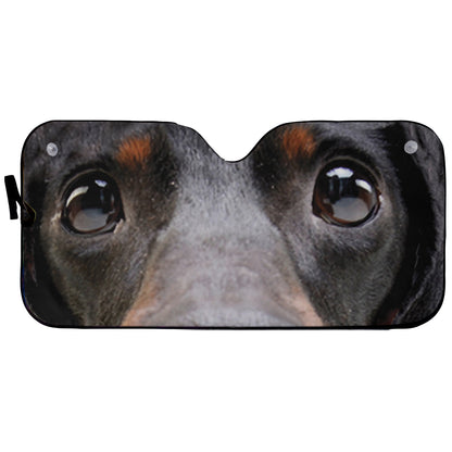 Petthouse | Dachshund Eyes Closeup Photo Dog Sunshade Wiener Funny Sun Visor For Car Windshield