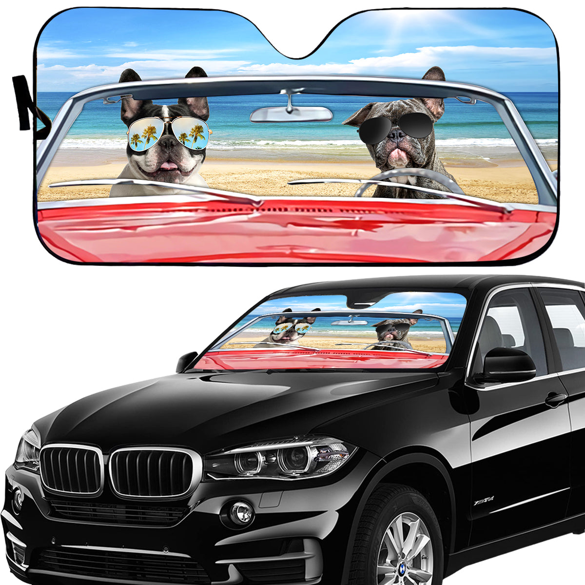 Petthouse | Dog Sunshade French Bulldog Summer Driving Windshield Sun Shade Truck Windshield Sun Shade