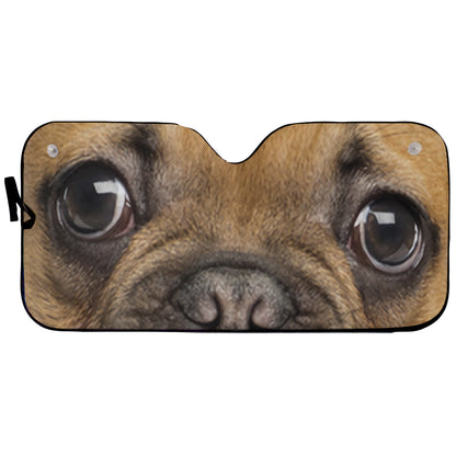 Petthouse | Fawn French Bulldog Eyes Printed Protector Suitcase Cover, Bulldog Windshield Car Sun Shade