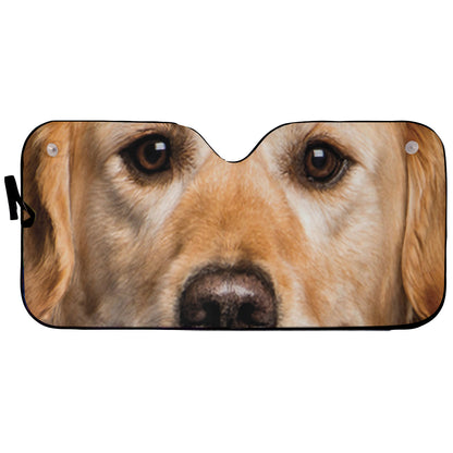 Petthouse | Golden Retriever Dog Face Printed Windshield Car Auto Sun Shade Golden Retriever Foldable