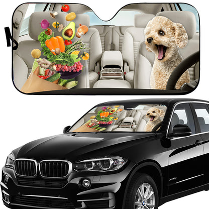 Petthouse | Poodle Driver Car Sun Shade Windshield Surprising Dog Windshield Visor For Vegetarian Dog