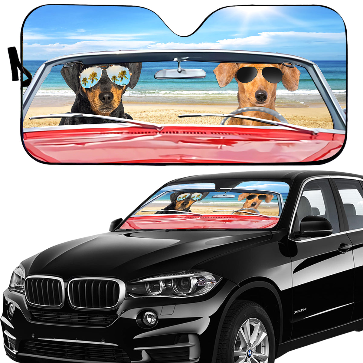 Petthouse | Dog Sunshade Dachshund Summer Driving Car Sun Shade Windshield Beach Vacation Windshield Cover