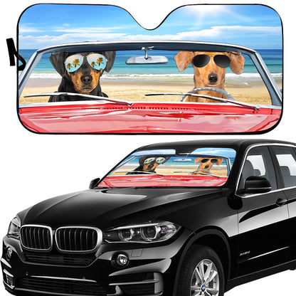 Petthouse | Dog Sunshade Dachshund Summer Driving Car Sun Shade Windshield Beach Vacation Windshield Cover