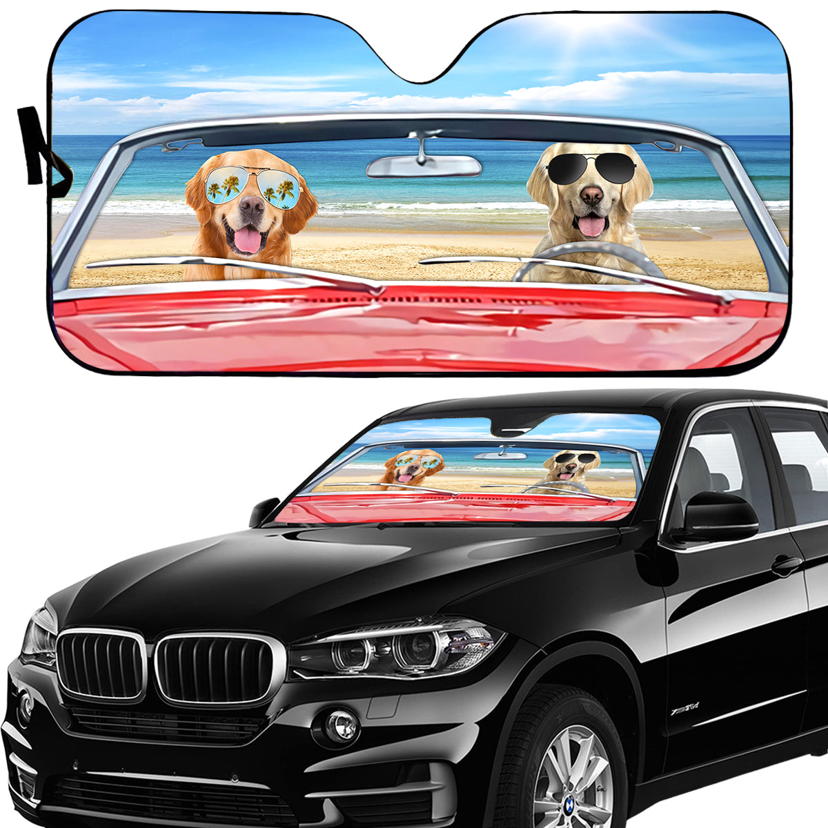 Petthouse | Golden Retriever Car Driving Summer Trip Car Sun Shade Windshield Suv Sun Shade For Windshield