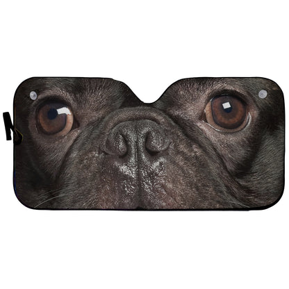 Petthouse | Black French Bulldog Close Up Shots Car Sun Shade Windshield Dog Face Truck Window Shades