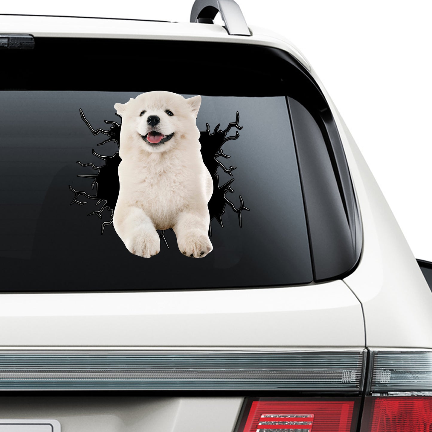 Petthouse | Samoyed Puppy Cute Decal Sticker Dog Crack Hole Print Vinyl Decal For Car Window Laptop Bottle