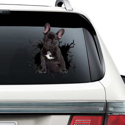 Petthouse | Black French Bulldog Puppy Stickers Dog Truck Sticker Decal Waterproof Car Window Crack Effect