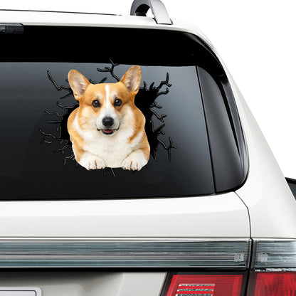 Petthouse | Pembroke Welsh Corgi Broken Glass Print Decal Dog Vinyl Car Window Sticker Dog Lover Gift Idea