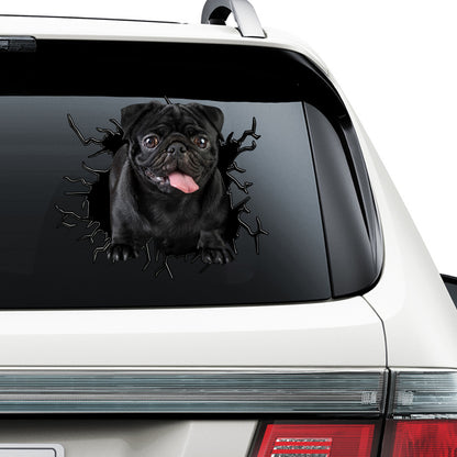 Petthouse | Black Pug Funny Design Long-lasting Vinyl Decal Pet Animal Car Window Sticker For Dog Lovers