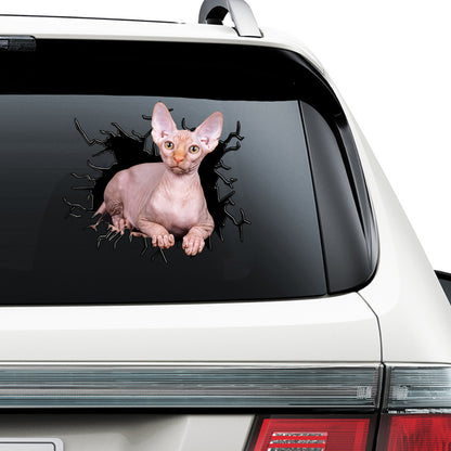 Petthouse | Sphynx Cat Vinyl Stickers Big Hole Cracked Water Bottle Stickers Cute Stickers Kawaii Cat Lover