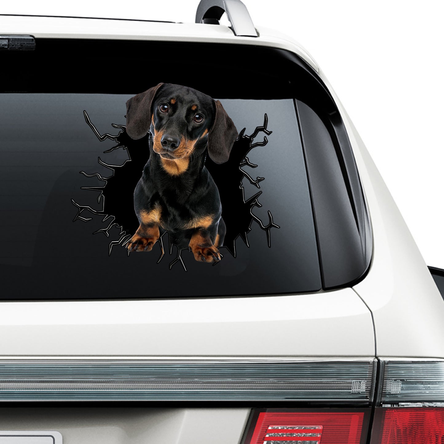 Petthouse | Black Dachshund Cracked Glass Decal Animal Dog Car Window Fun Car Decor For Dachshund Owners