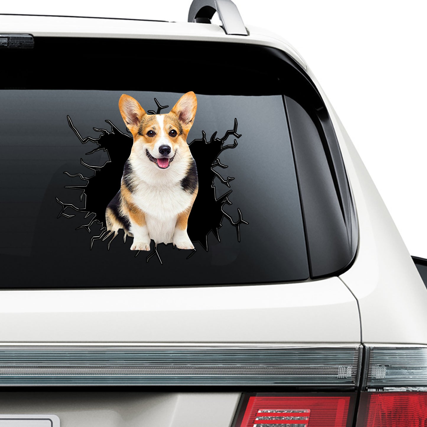 Petthouse | Corgi Glass Crack Funny Window Decal Dog Waterproof Sticker International Dog Day Car Accessory