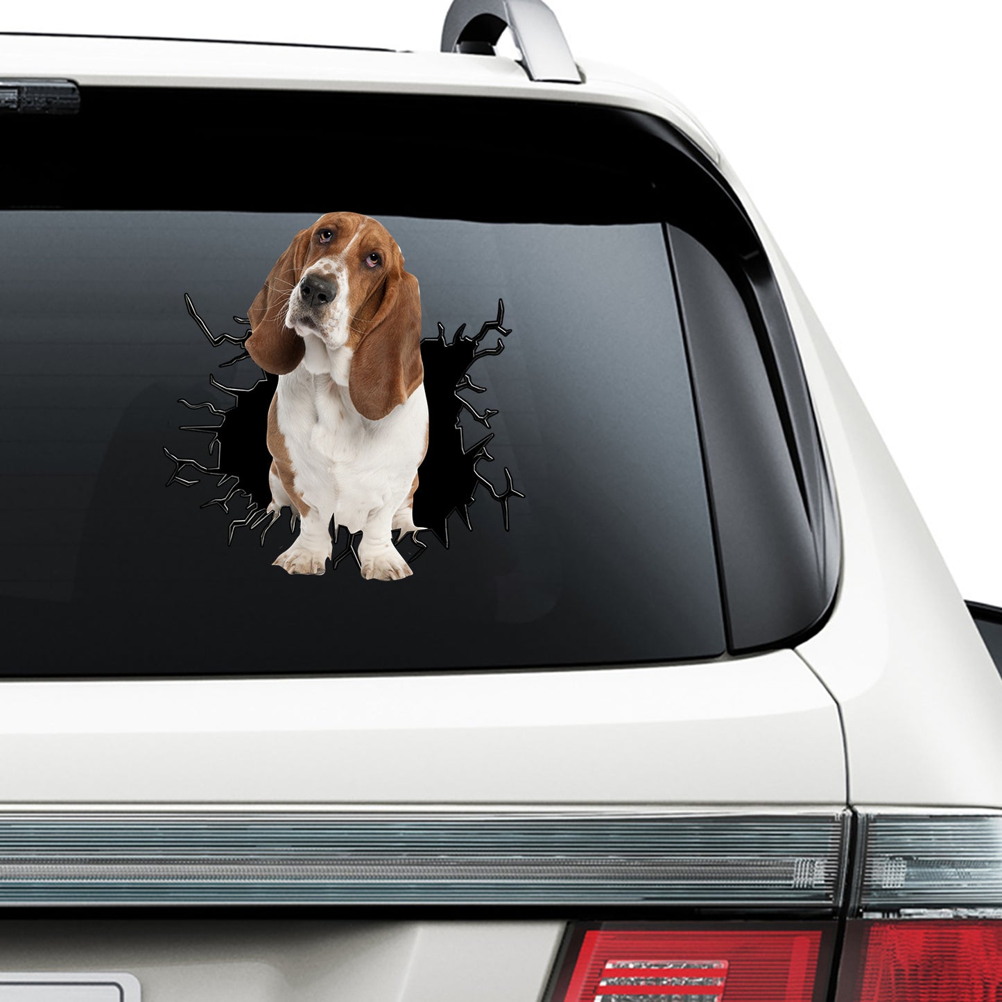 Petthouse | Basset Hound Big Hole Crack Print Decal Dog Vinyl Sticker Car Window Laptop For Dog Lovers