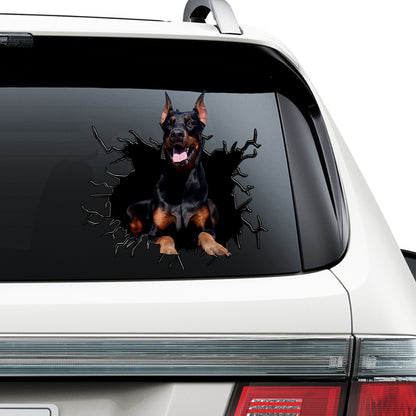 Petthouse | Doberman Pinscher Vinyl Sticker Peel And Stick Big Hole Cracked Print Decal Fun Car Decor