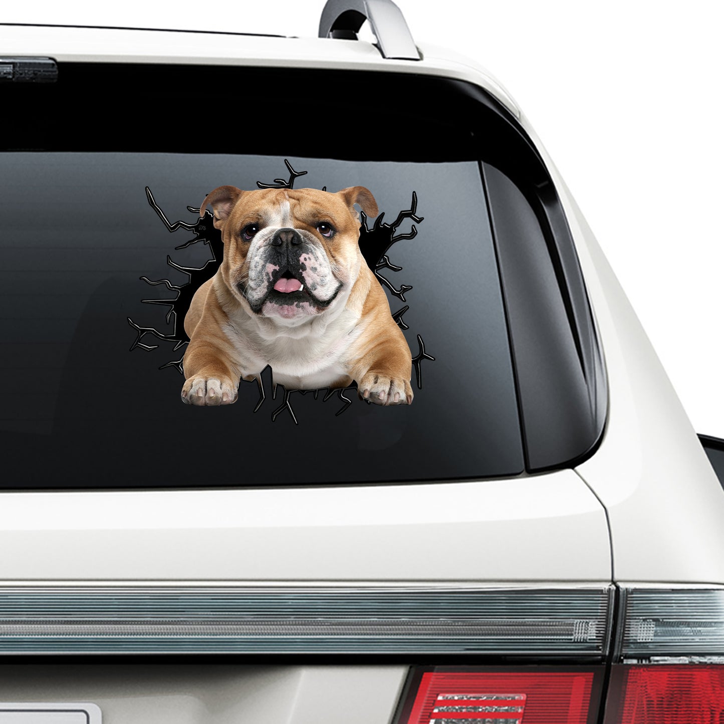 Petthouse | English Bulldog Punched Wall Car Window Sticker Dog Vinyl Sign Fun Car Decor For Dog Lovers