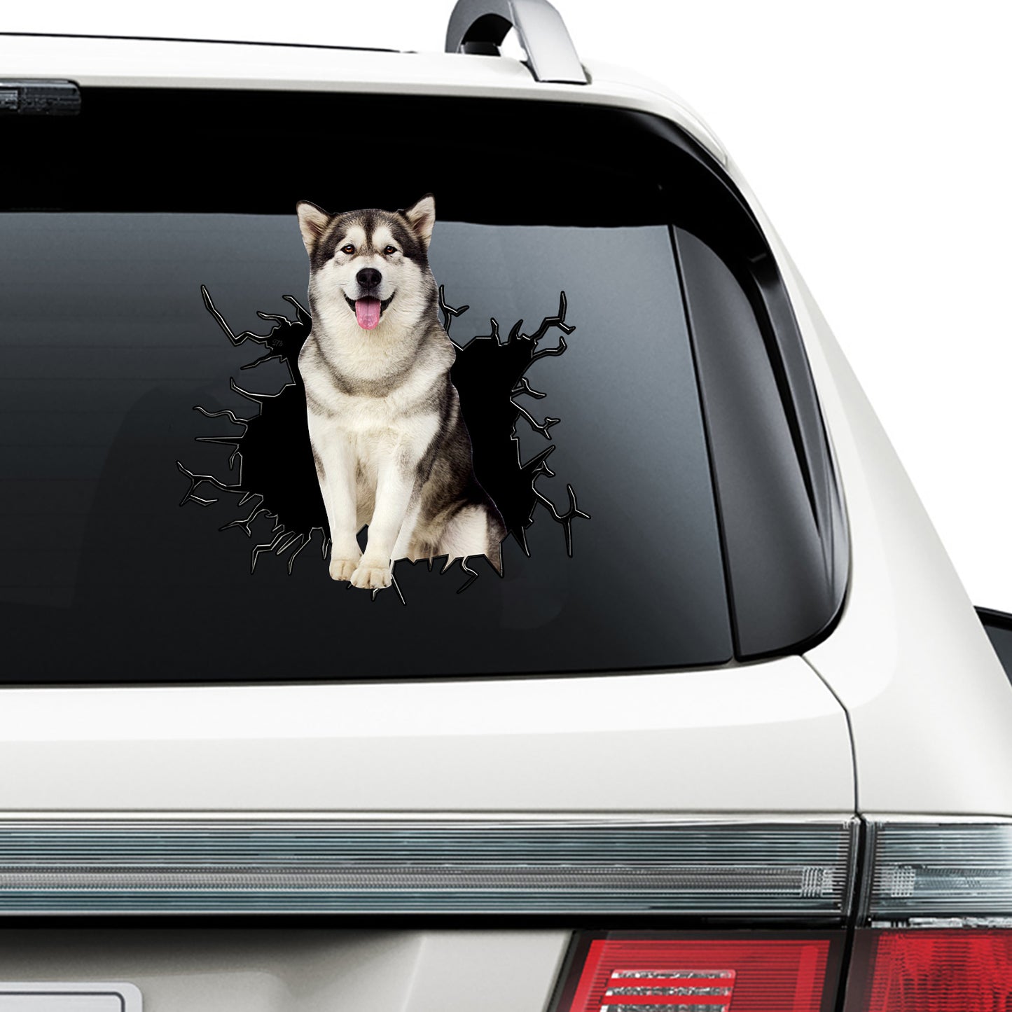 Petthouse | Alaskan Malamute Window Glass Broken Vinyl Decal Sticker Dog Car Truck Bumper Sticker Dog Mom