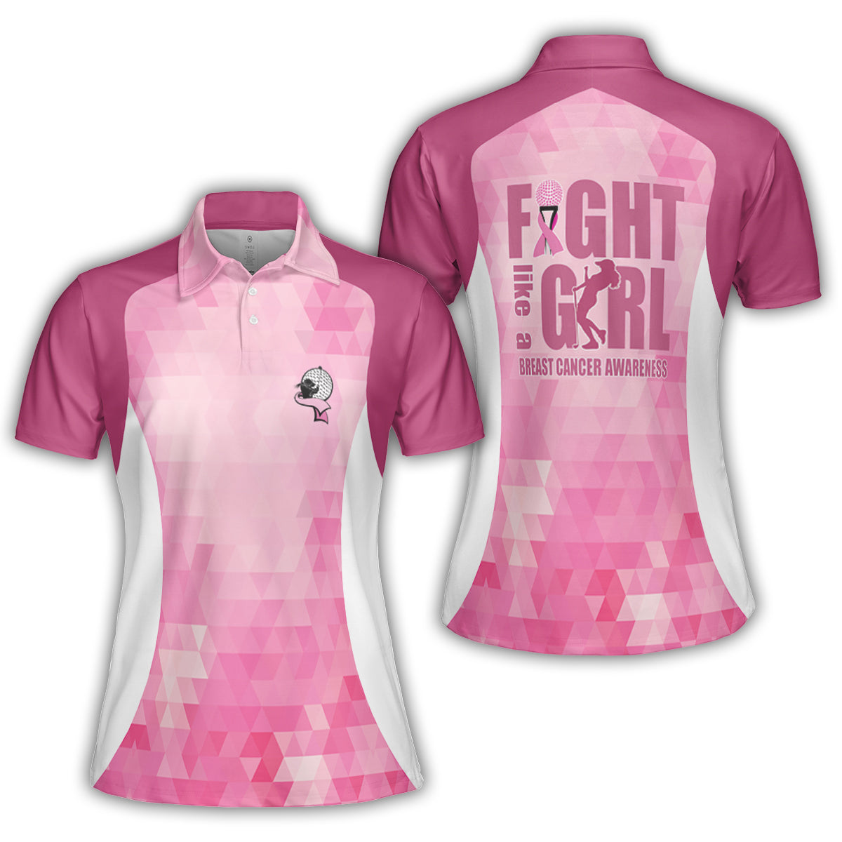 Petthouse | Golf Girl Polo Shirt Golfer Pink Polo Shirt Women Polo Fight Breast Cancer Awareness