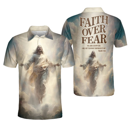 Petthouse | Jesus Christ Heaven Religion Polo Shirt God Christian Faith Over Fear Sport Shirt Religious Gift