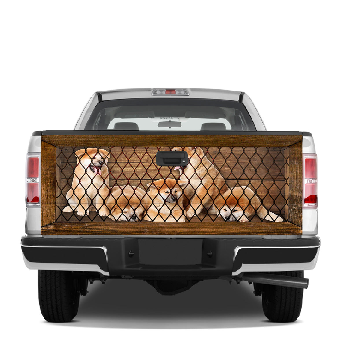 Petthouse | Akita Inu Puppies Tailgate Wraps For Trucks Dog Wood Cage Graphic Wraps Fun Car Decor