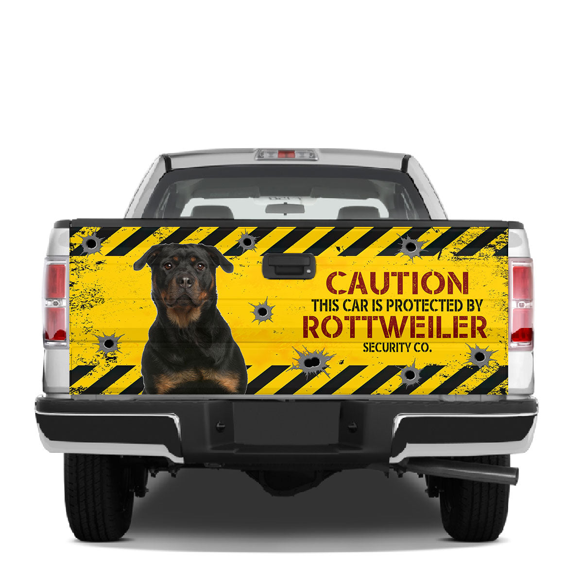 Petthouse | Rottweiler Tailgate Wraps For Trucks Funny Caution Protected By Rottweiler Tailgate Sticker