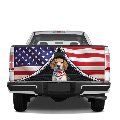 Petthouse | Beagle Dog Trucktailgate Wrap Tailgate Decals Tailgate Wrap American Flag Dog Lover