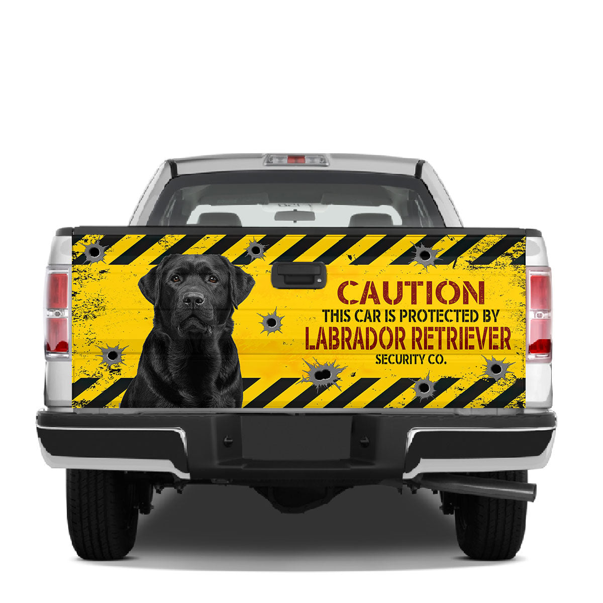 Petthouse | Labrador Retriever Truck Tailgate Wrap Caution This Car Is Protected Tailgate Sticker Car Decor