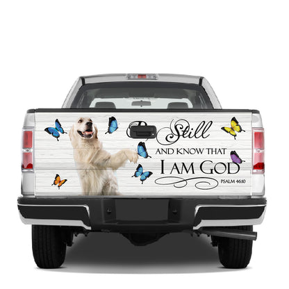 Petthouse | Golden Retriever Tailgate Wrap Puppies Dog Butterfly Be Still And Know That I Am God