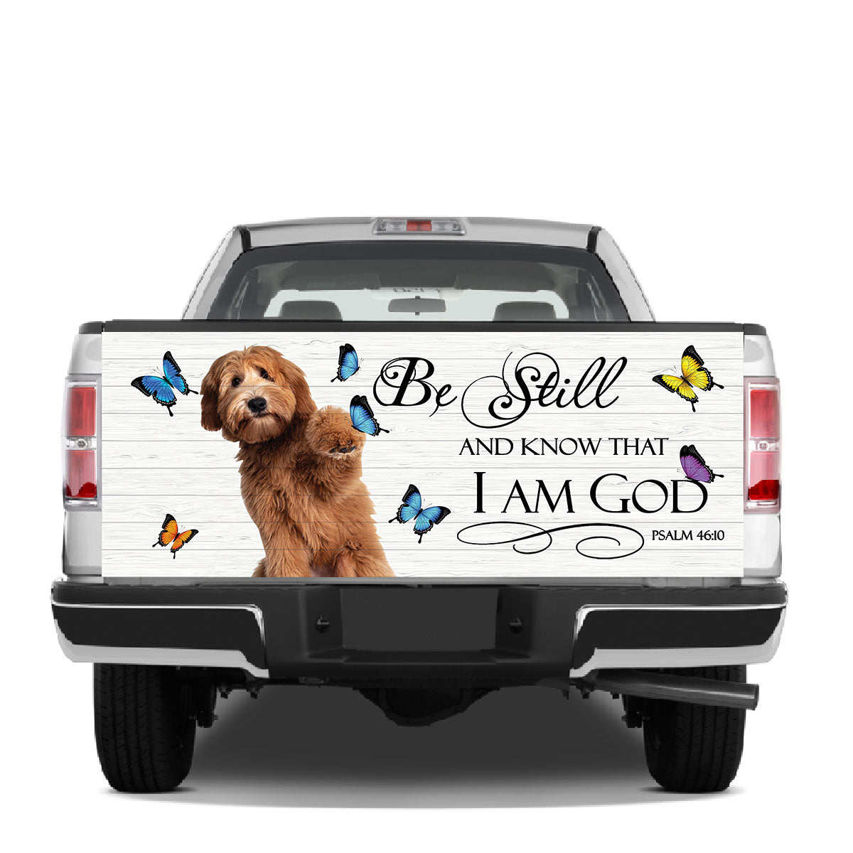 Petthouse | Labradoodle Puppies Tailgate Wrap Labradoodle Butterfly Be Still Quote Truck Decoration