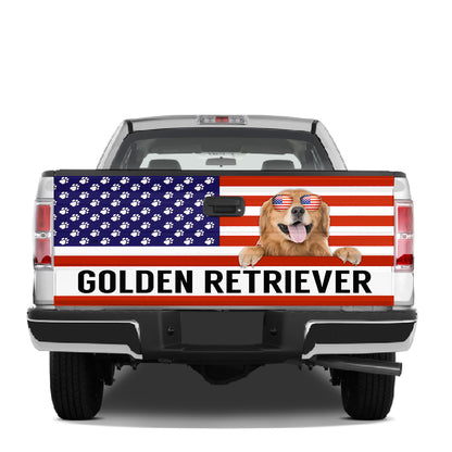 Petthouse | Golden Retriever American Flag Tailgate Wrap Dog Mom Dog Dad Tailgate Decals For Trucks