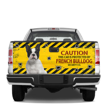 Petthouse | French Bulldog Caution Tailgate Vinyl Graphic Wrap Frenchie Dog Tailgate Decals