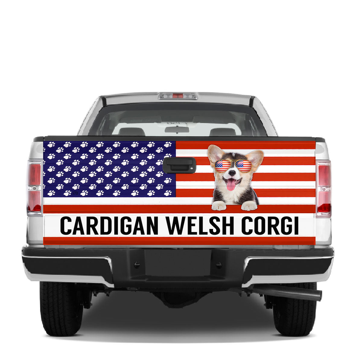 Petthouse | Welsh Corgi Cute Tailgater Decal American Flag Tailgate Wrap Tailgate Decals For Trucks