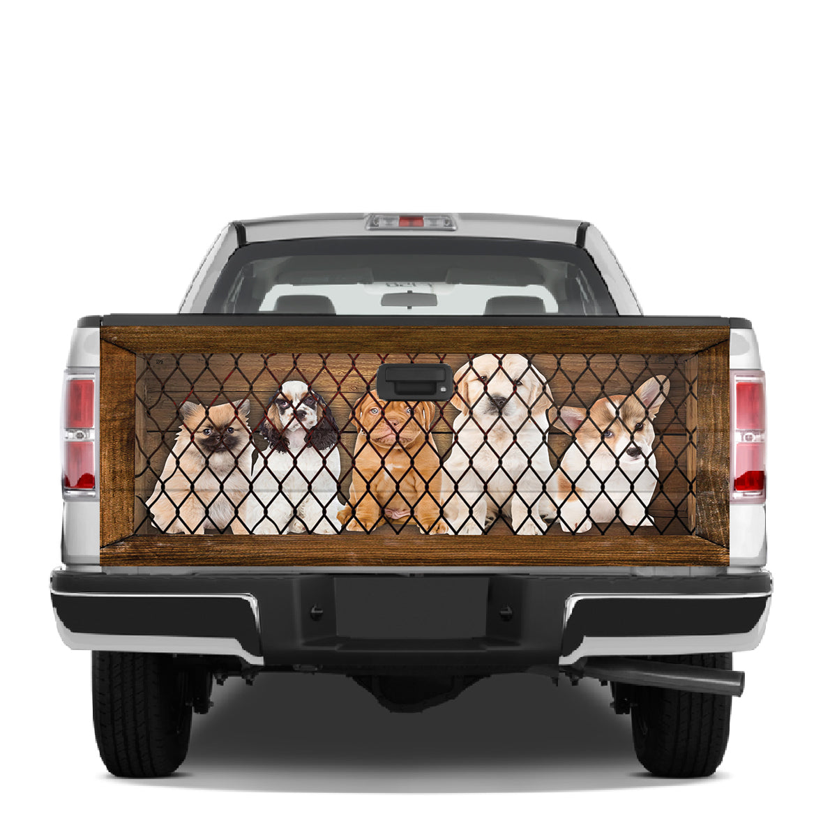 Petthouse | Cute Puppies In Cage Tailgate Wrap For Trucks Dog Tailgate Decals Dog Mom Dog Dad Gift Ideas