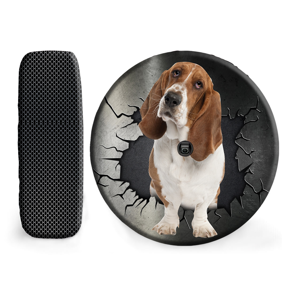 Petthouse | Basset Hound Funny Spare Tire Cover Hole Punched Wheel Cover Fun Car Decor Dog Lover Gifts