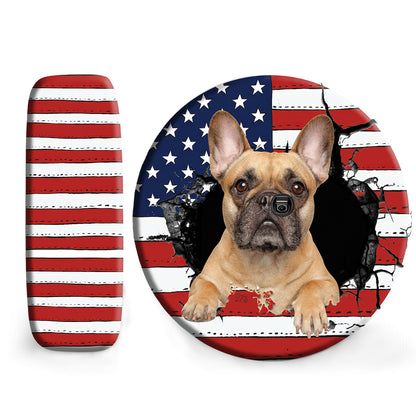 Petthouse | French Bulldog Spare Tire Cover American Flag Tire Cover Dog Lover Tire Cover Dog Lover Decoration