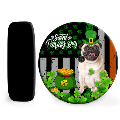 Petthouse | Saint Patrick's Day Spare Tire Cover Pug Dog In Hat Tire Wrap Clover For Irish Christian