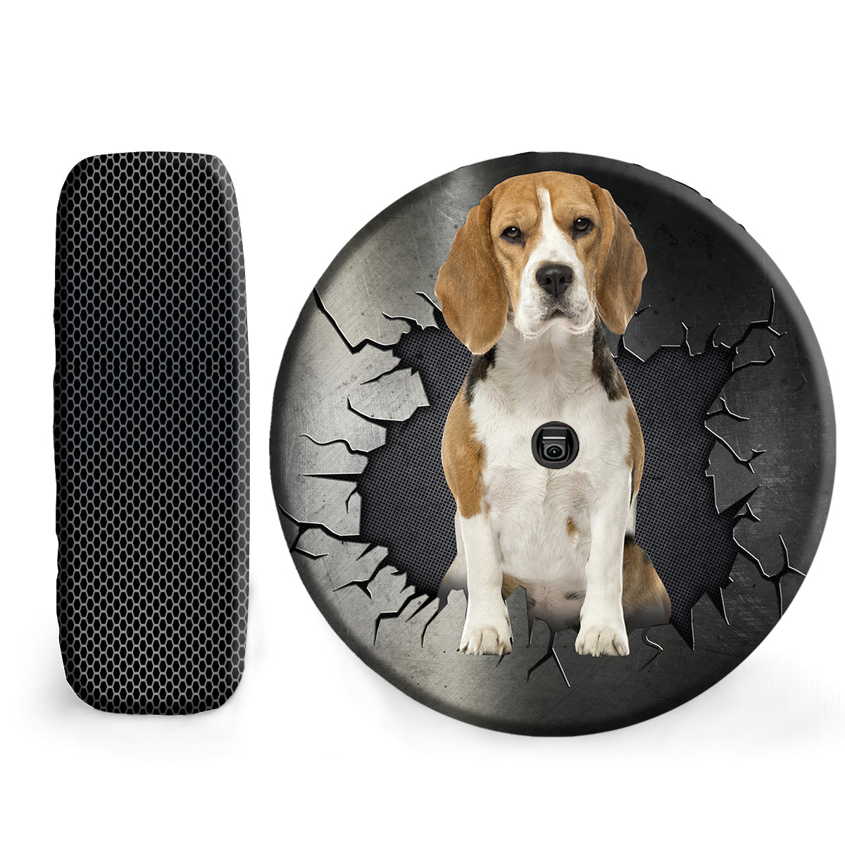 Petthouse | Beagle Spare Wheel Cover Dog Peek Out Crack Hole Tire Protector Dog Lover Gift Fun Car Decor