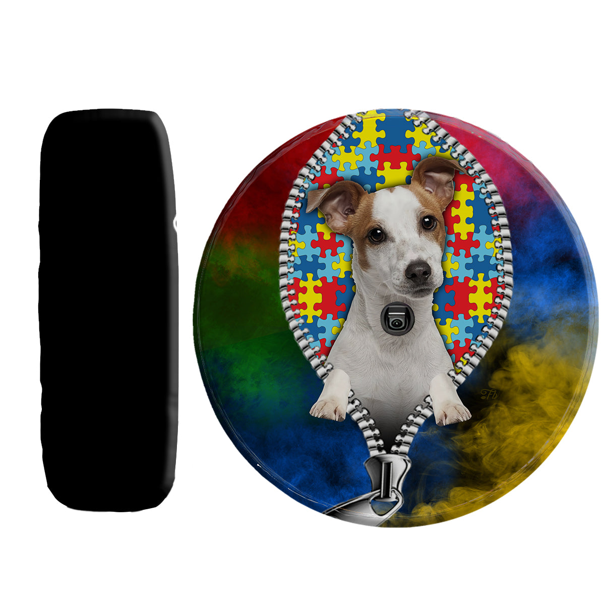 Petthouse | Jack Russell Terrier Autism Puzzle Piece Tire Cover Autism Awareness Wheel Protector Autistic