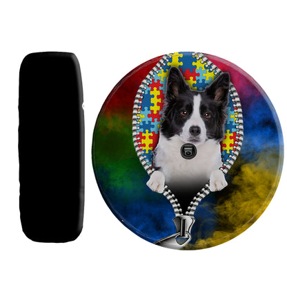 Petthouse | Border Collie Adhd Autism Support Tire Shield Cover April Autism Month Car Decoration For Dog Mom