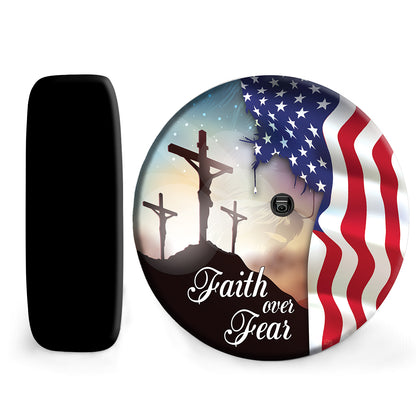 Petthouse | Jesus Cross American Flag Faith Over Fear Tire Cover Car Accessories God Bless American Patriot