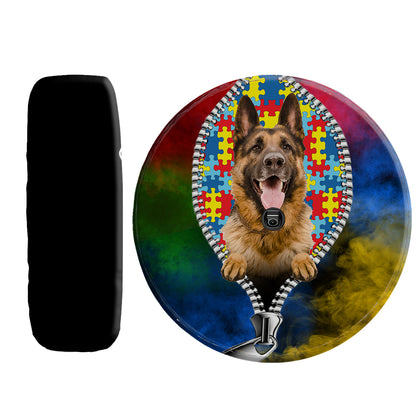 Petthouse | German Shepherd Autism Acceptance Spare Tire Cover Neurodiversity Wheel Cover Autistic Pride