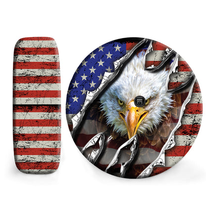 Petthouse | Bald Eagle American Flag Tear Runge Spare Tire Cover Car Decor American Patriot